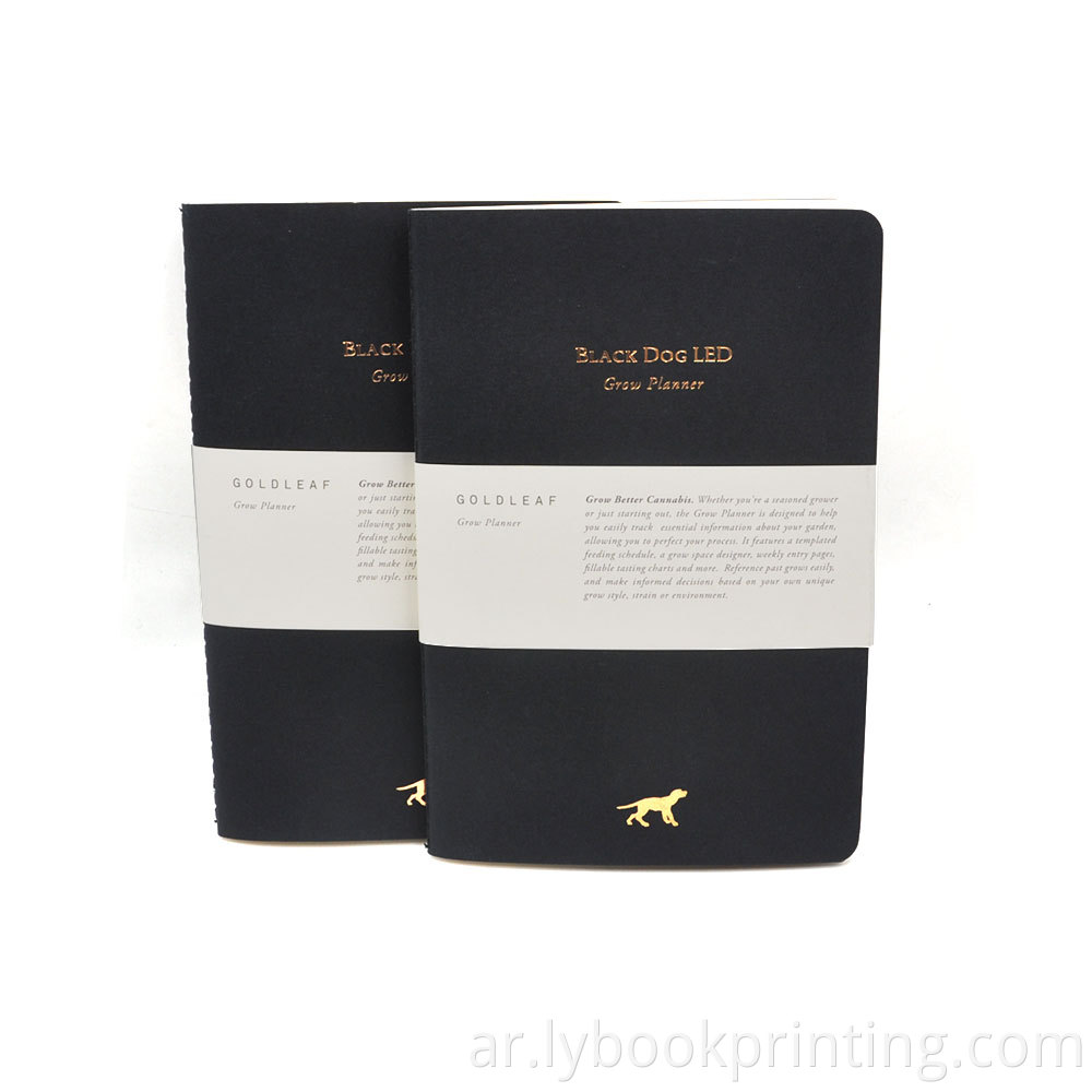 Golden Foiled Soft Cover Thread Prochebed Notebook مع فرقة البطن